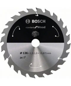 Griešanas disks Bosch Standard for Wood 2608837667; 136x16 mm; Z24