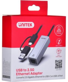 UNITEK ADAPTER USB-A/C - RJ45 2.5G ETHERNET (M/F)