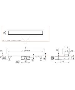 traps EasyDrain ar horizontālo atloku,Tile/Zero, L=800 mm, h=67 mm