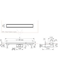 traps EasyDrain ar horizontālo atloku,Tile/Zero, L=800 mm, h=67 mm