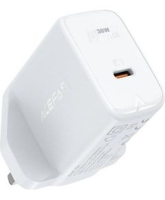 Acefast  
 
       GaN wall charger (UK plug) USB Type C 30W, Power Delivery, PPS, Q3 3.0, AFC, FCP 
     White
