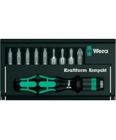 Skrūvgrieža rokturis WERA Kraftform Kompakt 11 Plus + skrūvēšanas uzgaļi