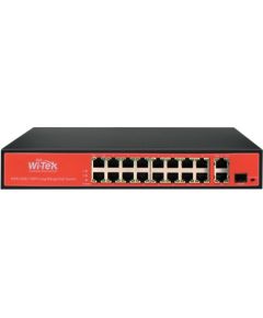 WI-PS518G ~  PoE Komutators 16FE(PoE)+1GE(Uplink)+1 Combo SFP (PoE 200W)