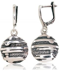 Серебряные серьги на английском замке #2203033(POx-Bk), Серебро 925°, оксид (покрытие), 5.8 гр.