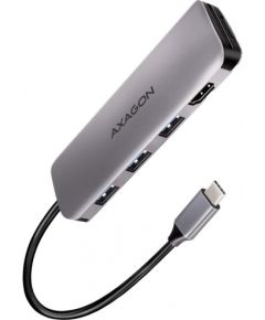 Axagon Multi port USB 3.2 Gen 1 hub. HDMI, card reader and three USB-A outputs. Cable USB-C 20 cm.