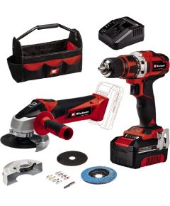 Einhell Tool set TE-TK 18/2 Li Kit (red/black, Cordless drill driver and Cordless angle grinder, Li-Ion battery 4.0Ah)