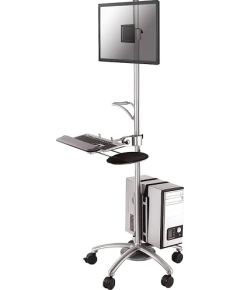 NEWSTAR MOBILE WORKPLACE FLOOR STAND (MONITOR, KEYBOARD/MOUSE & PC) 10-27" SILVER