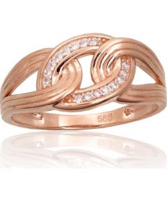 Золотое кольцо #1101082(Au-R)_CZ, Красное Золото 585°, Цирконы, Размер: 20, 3.29 гр.