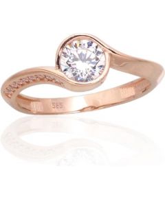 Золотое кольцо #1100990(Au-R)_CZ, Красное Золото 585°, Цирконы, Размер: 19.5, 2.65 гр.