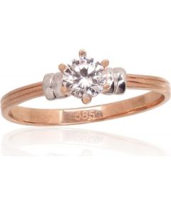 Золотое кольцо #1100934(Au-R+PRh-W)_CZ, Красное Золото 585°, родий (покрытие), Цирконы, Размер: 16.5, 1.45 гр.