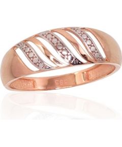 Золотое кольцо #1100866(Au-R+PRh-W), Красное Золото 585°, родий (покрытие), Размер: 17.5, 1.67 гр.