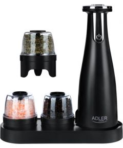 Adler Electric Salt and pepper grinder AD 4449b 7 W, Housing material ABS plastic, Lithium, Matte Black