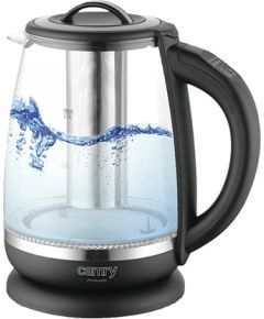 Camry Kettle CR 1290 Standard, 2200 W, 2 L, Plastic/glass, Black/Transparent, 360° rotational base