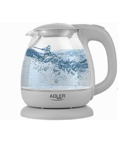 Adler Kettle AD 1283G Standard, 1100 W, 1 L, Plastic/Glass, Grey, 360° rotational base