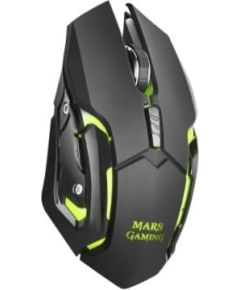 Mars Gaming MMW Bezvadu Spēļu Pele ar Papildus Pogām / RGB / 3200 DPI / Melna