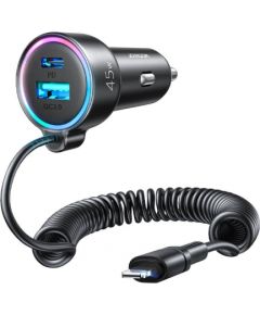 Car charger Joyroom JR-CL08, 3-in-1, 1x USB + 1x PD, 55W + Lightning cable (black)