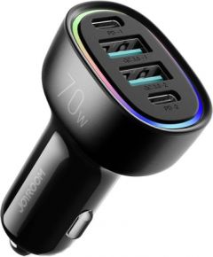 Joyroom JR-CL29 car charger, 2x USB-C PD, 2x USB 70W (black)