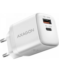 Axagon Sil wallcharger 2x port (USB-A + USB-C), PD3.0/QC4+/PPS/AFC/Apple. 30W total power.