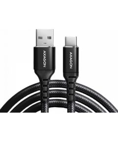 Axagon Data and charging USB 2.0 cable length 1 m. 3A. Black braided.