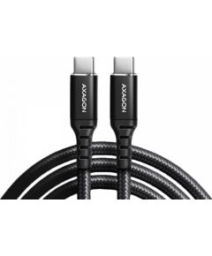 Axagon Data and charging USB 2.0 cable 1.5 m long. PD 60W, 3A. Black braided.