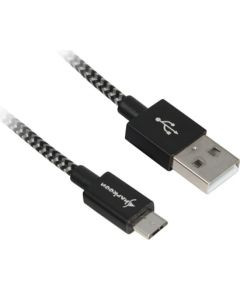 Sharkoon USB 2.0 A-B black / grey 3.0m - Aluminum + Braid