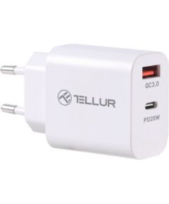 Tellur Dual Port Wall Charger PDHC PD 20W + QC3,0 18W White