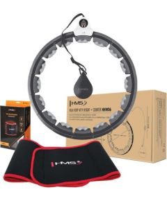Komplekts HULA HOOP HHW06 BLACK WITH A GRAVITY BALL AND COUNTER HMS + WAIST SUPPORT BR163 RED
