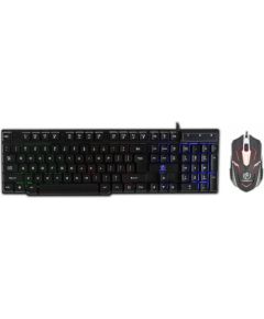 Rebeltec OPPRESSOR Gaming Kombo Komplekts Klaviatūra ar Apgaismojumu + Pele 2400DPI USB Melns (ENG)