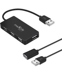 Maxlife Home Office USB 2.0 USB - 4x USB 0,15 m black + кабель 1,5 m Hub