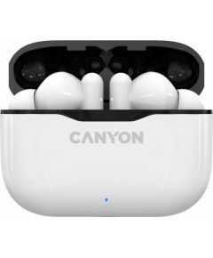 CANYON TWS-3, Bluetooth headset, with microphone, BT V5.0, Bluetrum AB5376A2, battery EarBud 40mAh*2+Charging Case 300mAh, cable length 0.3m, 62*22*46mm, 0.046kg, White