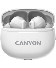 CANYON TWS-8, Bluetooth headset, with microphone, with ENC, BT V5.3 BT V5.3 JL 6976D4, Frequence Response:20Hz-20kHz, battery EarBud 40mAh*2+Charging Case 470mAh, type-C cable length 0.24m, Size: 59*48.8*25.5mm, 0.041kg, white