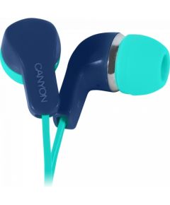 CANYON EPM-02, Stereo Earphones with inline microphone, Green+Blue, cable length 1.2m, 20*15*10mm, 0.013kg