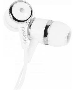 CANYON EPM-01, Stereo earphones with microphone, White, cable length 1.2m, 23*9*10.5mm,0.013kg