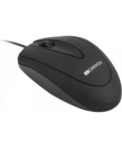 CANYON CM-1, wired optical Mouse with 3 buttons, DPI 1000, Black, cable length 1.8m, 100*51*29mm, 0.07kg