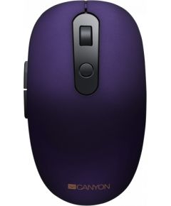 CANYON MW-9, 2 in 1 Wireless optical mouse with 6 buttons, DPI 800/1000/1200/1500, 2 mode(BT/ 2.4GHz), Battery AA*1pcs, Violet, silent switch for right/left keys, 65.4*112.25*32.3mm, 0.092kg