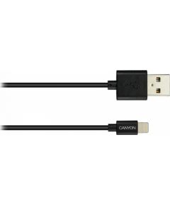 CANYON кабель, цвет - черный, разъем USB-Lightning, сертификат MFI/Apple, длина 1 м.
