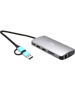 I-TEC USB-C Metal Nano Dock 2xHDMI 1xVGA 1xSD Cardreader 1xmicroSD Cardreader 1xGLAN 3xUSB 2.0 1xUSB 3.2 1xUSB-C3.2Data 1xUSB-C PD