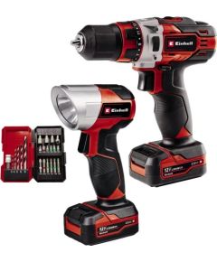 Einhell Cordless Drill TE-CD 12/1 +22+CL, 12V (red/black, 2x Li-Ion battery 2Ah, 22-piece bit and drill set + battery light)