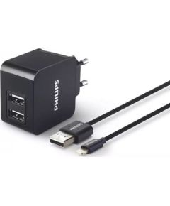 Tīkla lādētājs Philips DLP2307 2x USB-A 3 A lightning