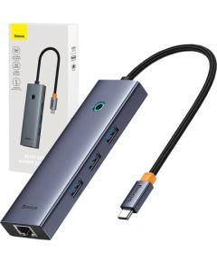 4in1 Hub Baseus  UltraJoy USB-C do 3x USB 3.0 + RJ45 (space grey)