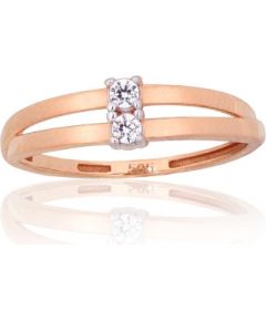 Золотое кольцо #1101161(Au-R+PRh-W)_CZ, Красное Золото 585°, родий (покрытие), Цирконы, Размер: 16, 1.27 гр.