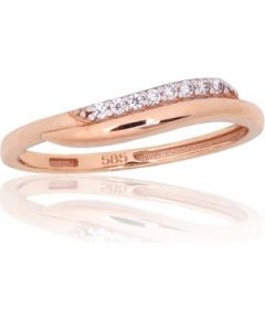 Золотое кольцо #1101159(Au-R+PRh-W)_CZ, Красное Золото 585°, родий (покрытие), Цирконы, Размер: 16, 1.06 гр.