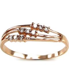 Золотое кольцо #1100060(Au-R)_CZ, Красное Золото 585°, Цирконы, Размер: 16, 0.96 гр.