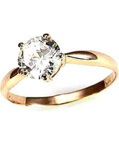 Золотое кольцо #1100010(Au-R)_CZ, Красное Золото 585°, Цирконы, Размер: 17.5, 1.65 гр.
