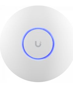 Ubiquiti U6+ access point. WiFi 6 model with throughput rate of 573.5 Mbps at 2.4 GHz and 2402 Mbps at 5 GHz. No POE injector included. UI recommends U-POE-AF or POE switch