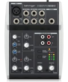 Behringer 502S - 5-kanałowy kompaktowy mikser analogowy z interfejsem USB zaprojektowany specjalnie do obsługi podcastów, streamowania oraz nagrywania w domu