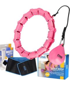 Komplekts HULA HOOP OHA02 PINK WITH WEIGHT ONE FITNESS + WAIST SUPPORT BR160