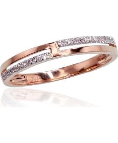 Золотое кольцо #1100413(Au-R+PRh-W)_DI, Красное Золото 585°, родий (покрытие), Бриллианты (0,07Ct), Размер: 16, 1.41 гр.