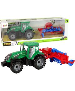 Traktors ar noņemamu jumtu un arklu, zaļš