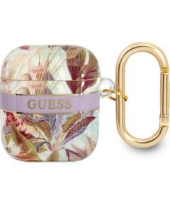 Guess TPU Flower Print Case for Airpods 1|2 Purple